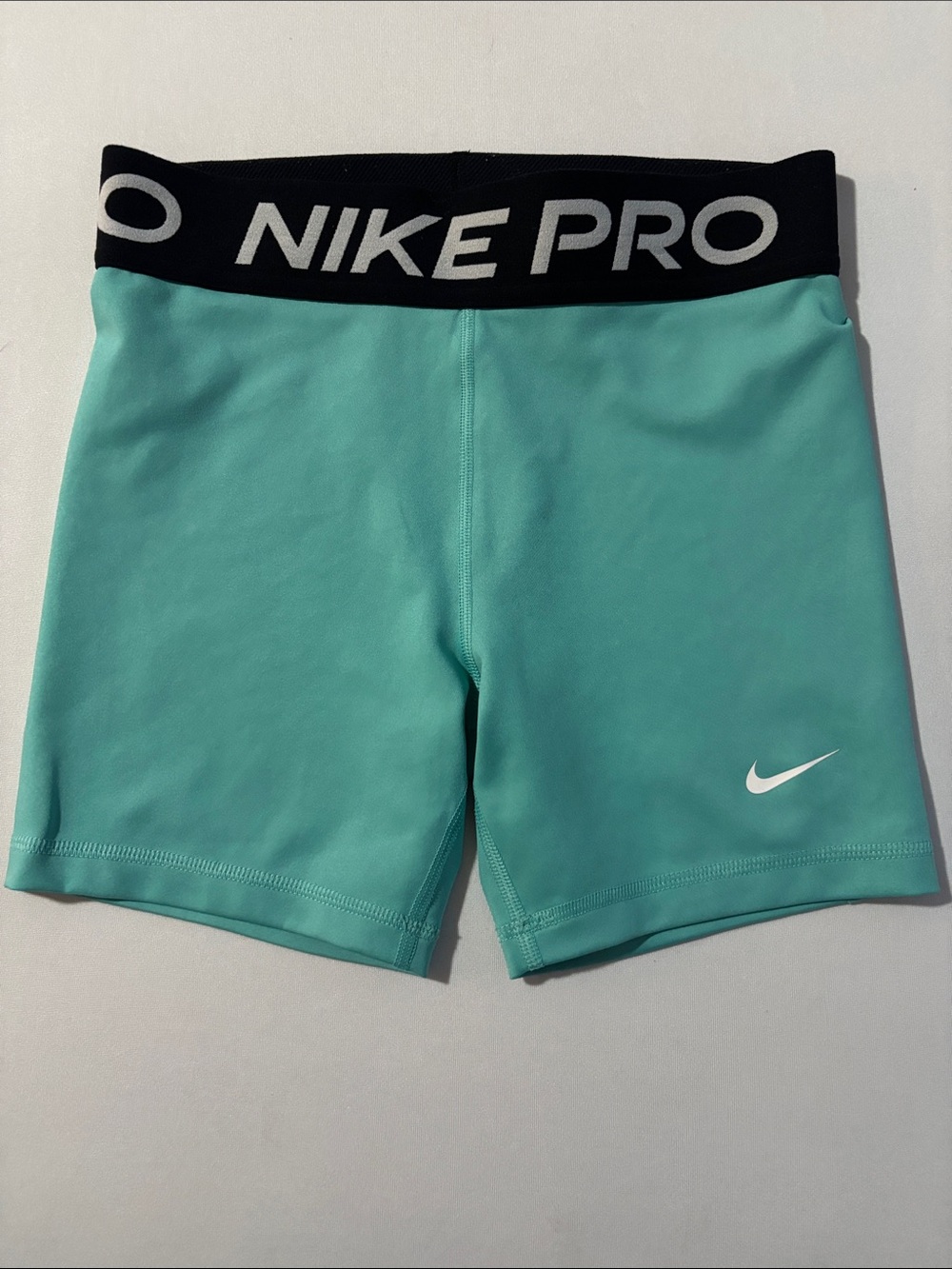 Nike Pro Teal Women’s Athletic Shorts with Black Waistband